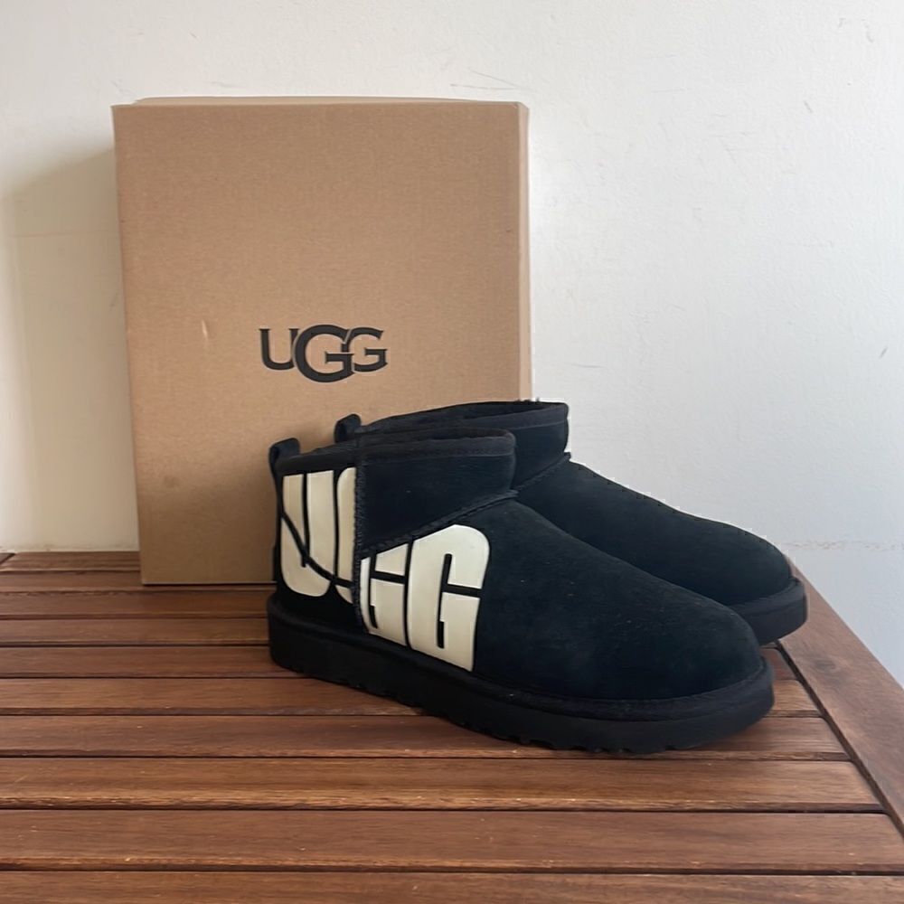 UGG Classic Ultra Mini Chopd Booties Black US Women Size 7/UK 5/EU 38